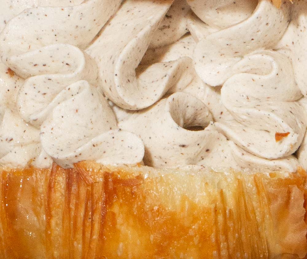 close up of a vanilla croissant