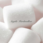 Close-up of white marshmallows with 'Angelic Marshmallow' text.