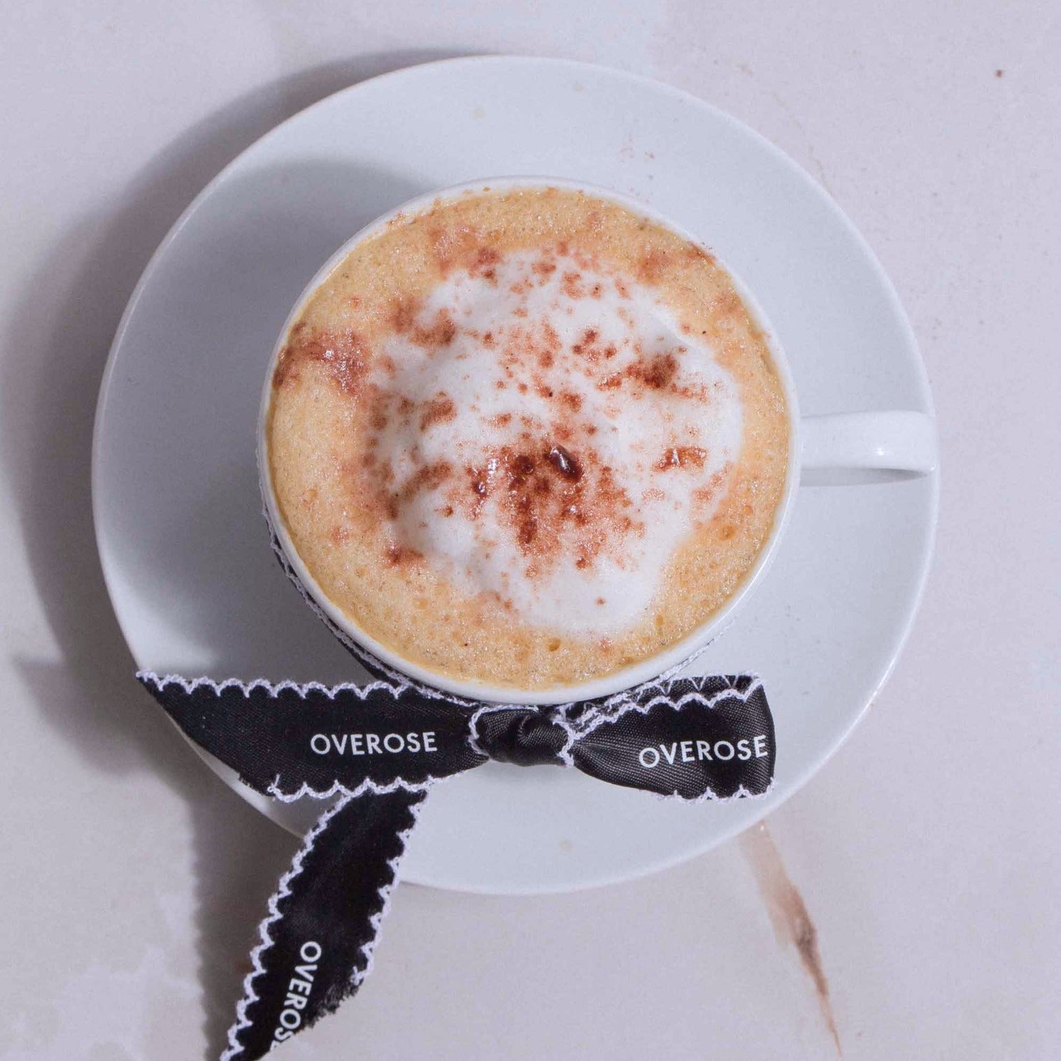a cup of cappuccino from above