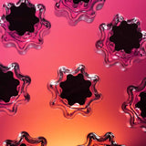 group of perfume bottles photographed from the top